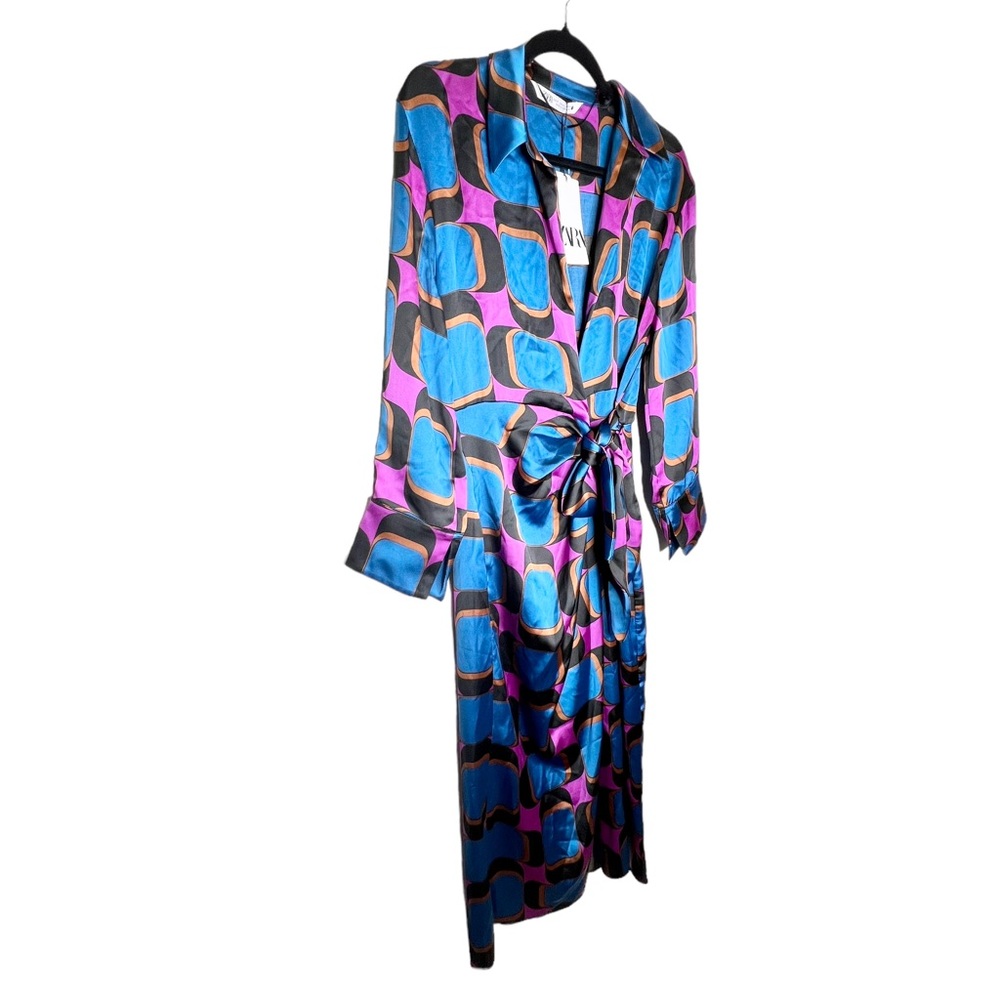 Zara Printed Wrap Midi Dress - Picture 11 of 14